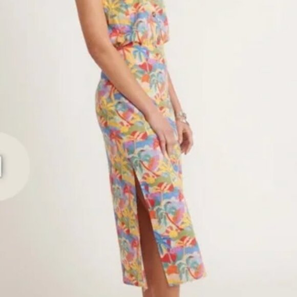 Marine Layer Ryan Midi Palm Skirt Size 8 - Picture 1 of 8